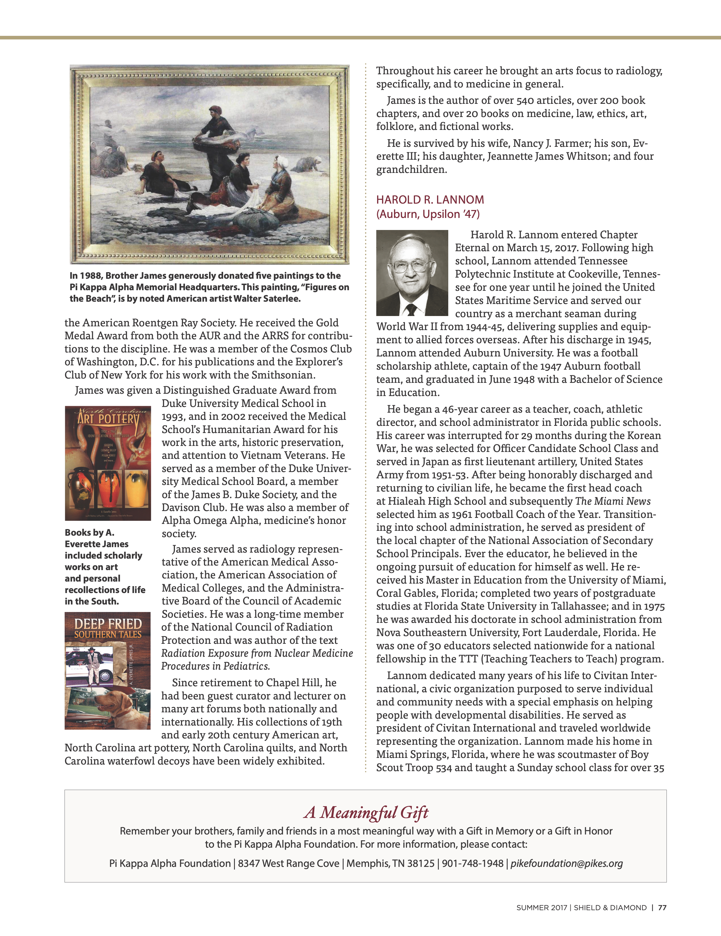 A Meaningful Gift, Summer 2017